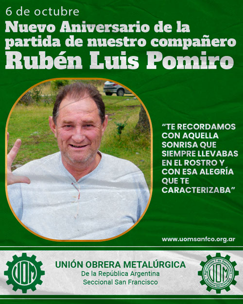 🌹 6 de Octubre – En Memoria del Compañero Rubén Luis Pomiro 🌹