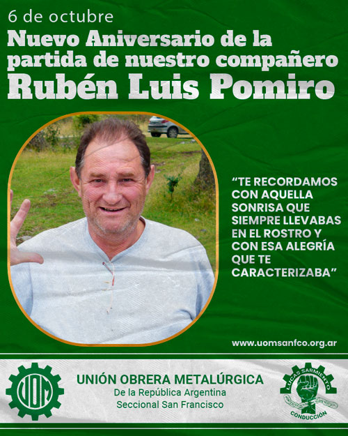 A 17 años de tu partida, Rubén Luis Pomiro